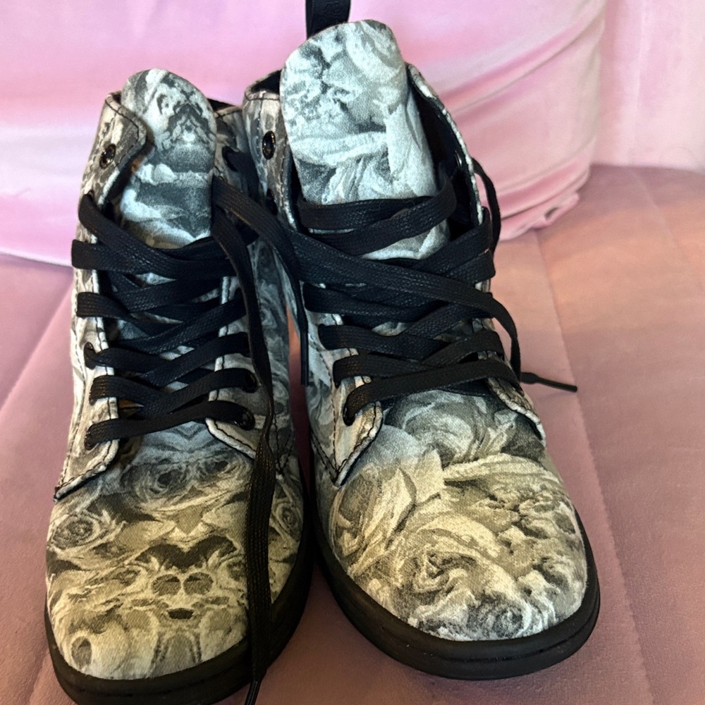Dr. Martens Black and Gray Floral Sneakers